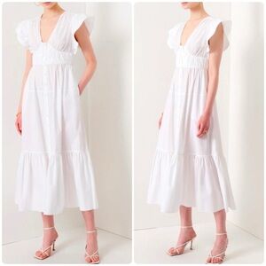 New! DEREK LAM 10 CROSBY Greta Ruffle White Dress 🤍 size 2 NWT!